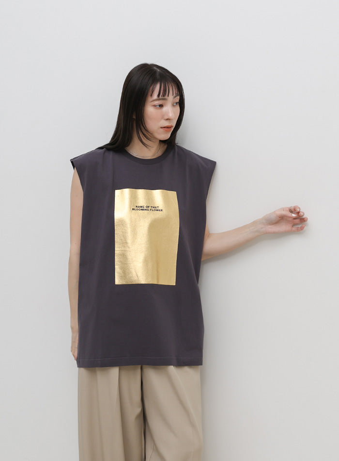選べる着丈】箔プリントノースリーブTシャツ – SELECT MOCA