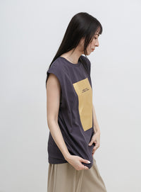 【選べる着丈】箔プリントノースリーブTシャツ