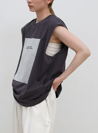【選べる着丈】箔プリントノースリーブTシャツ