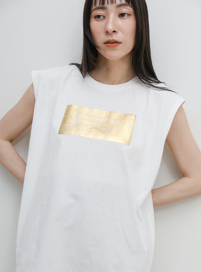 選べる着丈】箔プリントノースリーブTシャツ – SELECT MOCA 選べる着丈】箔プリントノースリーブTシャツ – SELECT MOCA