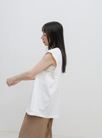【選べる着丈】箔プリントノースリーブTシャツ
