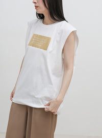 【選べる着丈】箔プリントノースリーブTシャツ