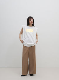 【選べる着丈】箔プリントノースリーブTシャツ