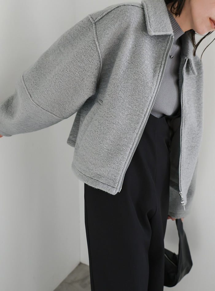 【美品✨】and per se フルジップジャケット アイボリーグレー ブークレステンカラ―ダブルジップジャケット – SELECT MOCA