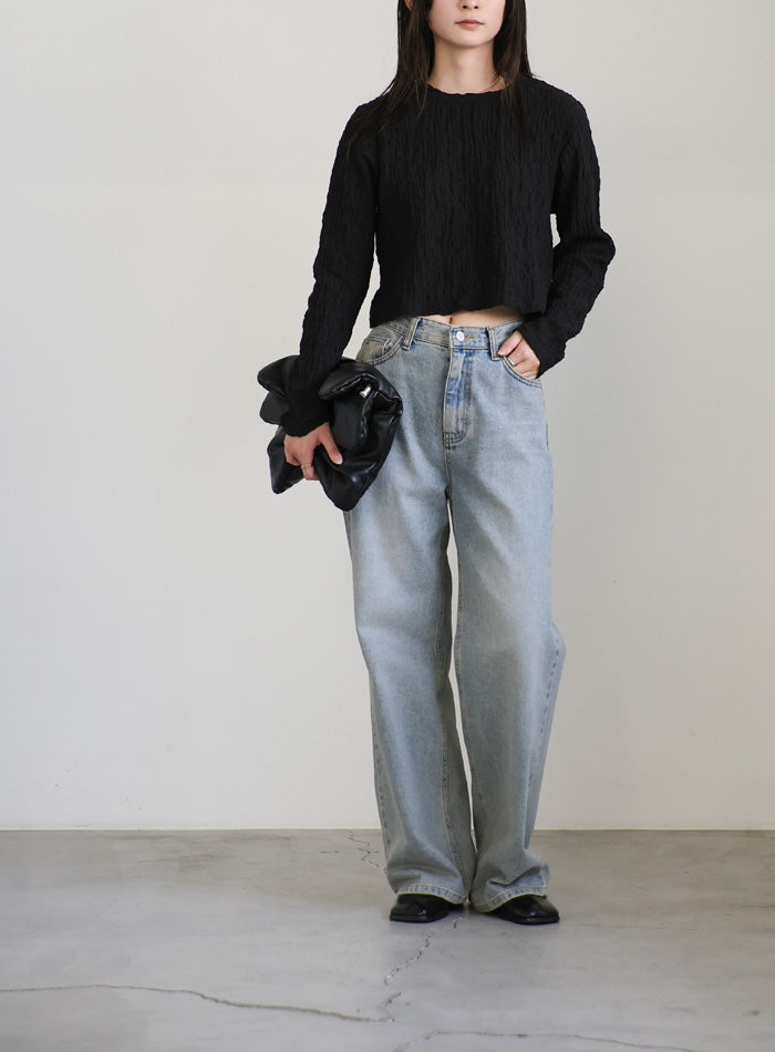 クラッシュジャガードロングスリーブカットソー【SALE