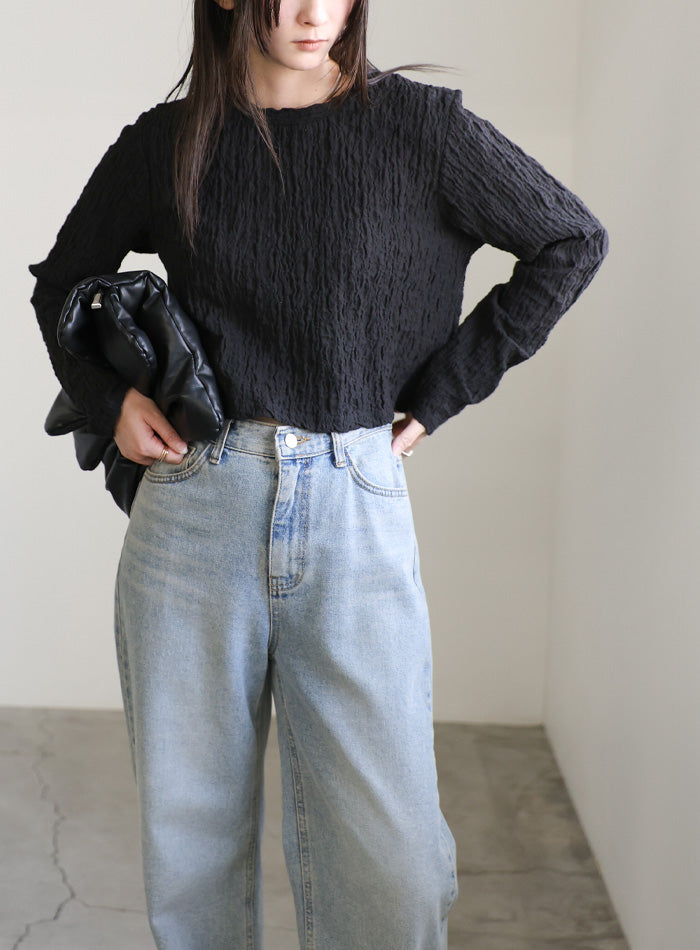クラッシュジャガードロングスリーブカットソー【SALE