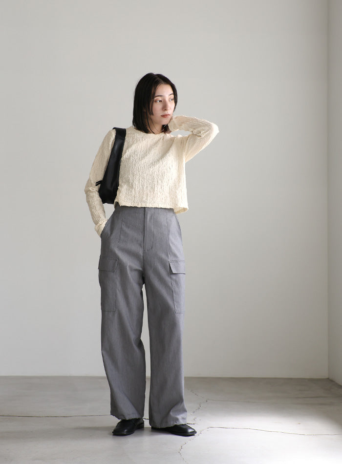 クラッシュジャガードロングスリーブカットソー【SALE