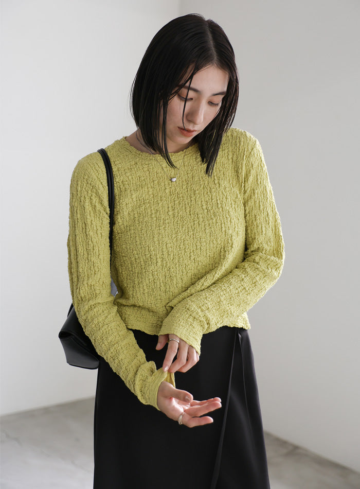 クラッシュジャガードロングスリーブカットソー【SALE