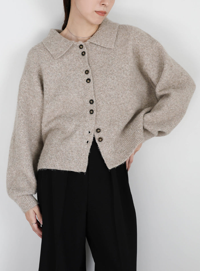 ボタンアップポロカーディガン