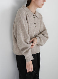 ボタンアップポロカーディガン