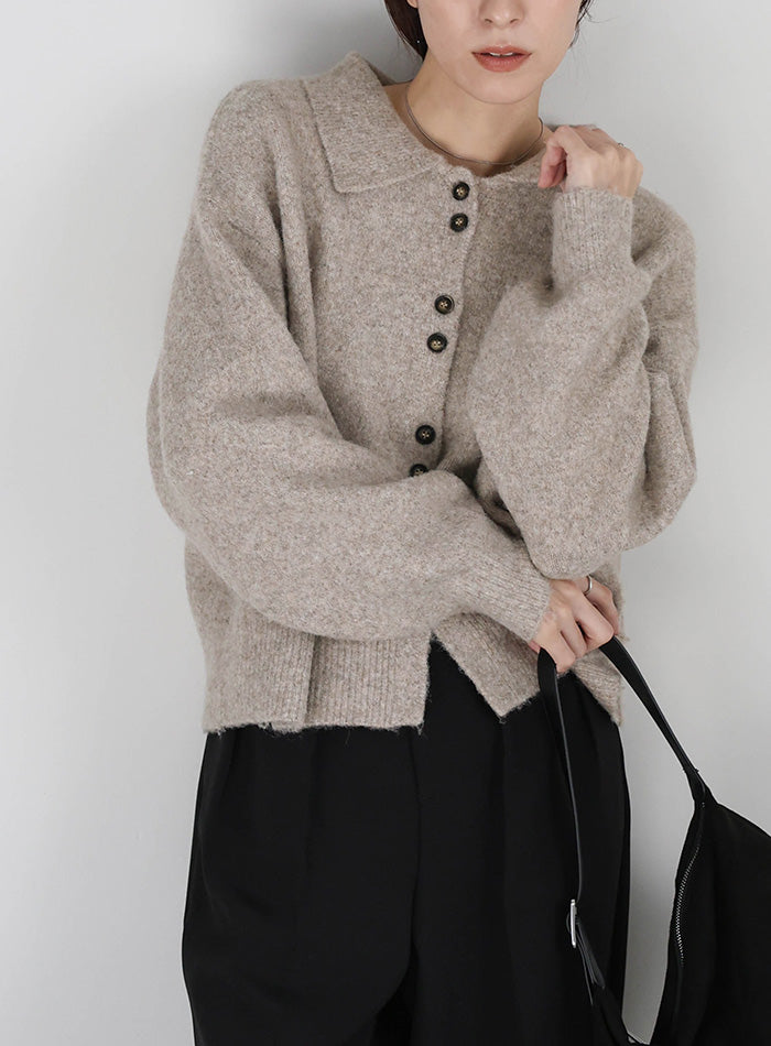 ボタンアップポロカーディガン