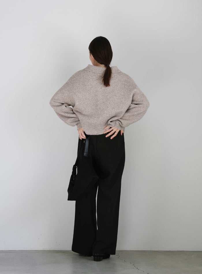 ボタンアップポロカーディガン