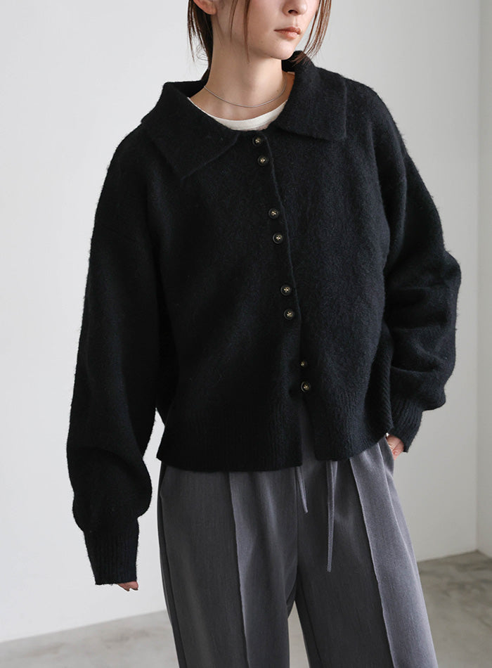 ボタンアップポロカーディガン