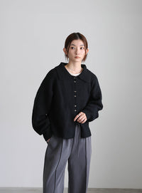 ボタンアップポロカーディガン