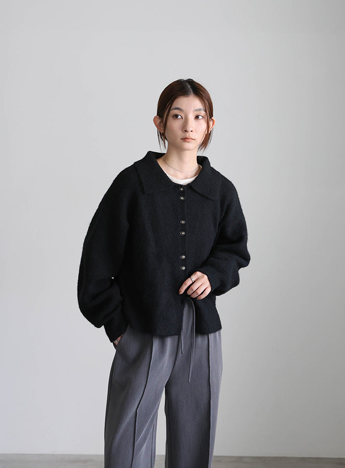 ボタンアップポロカーディガン