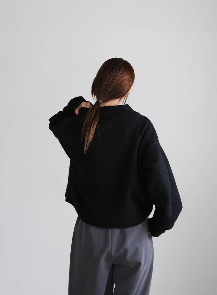 ボタンアップポロカーディガン