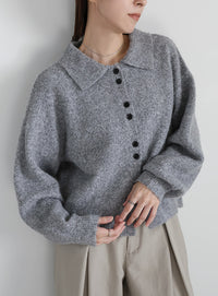 ボタンアップポロカーディガン