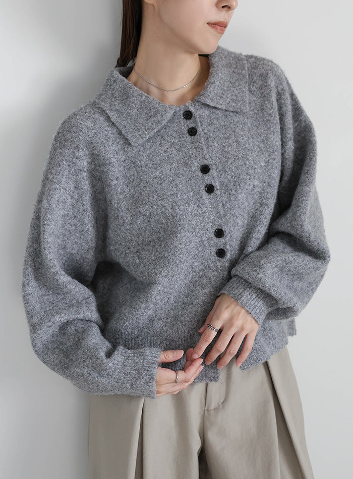 ボタンアップポロカーディガン