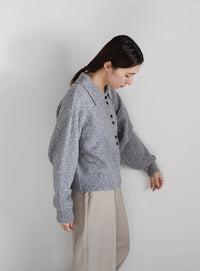 ボタンアップポロカーディガン