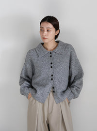 ボタンアップポロカーディガン