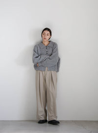 ボタンアップポロカーディガン