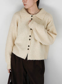 ボタンアップポロカーディガン