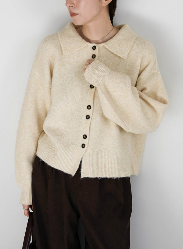 ボタンアップポロカーディガン