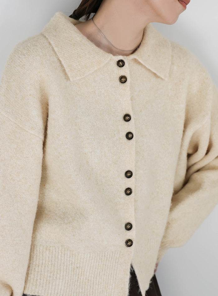 ボタンアップポロカーディガン