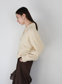 ボタンアップポロカーディガン