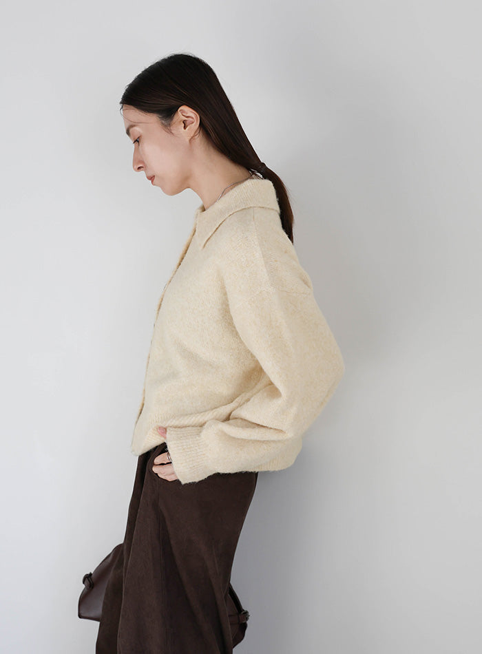 ボタンアップポロカーディガン