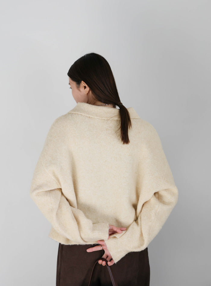 ボタンアップポロカーディガン