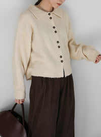 ボタンアップポロカーディガン