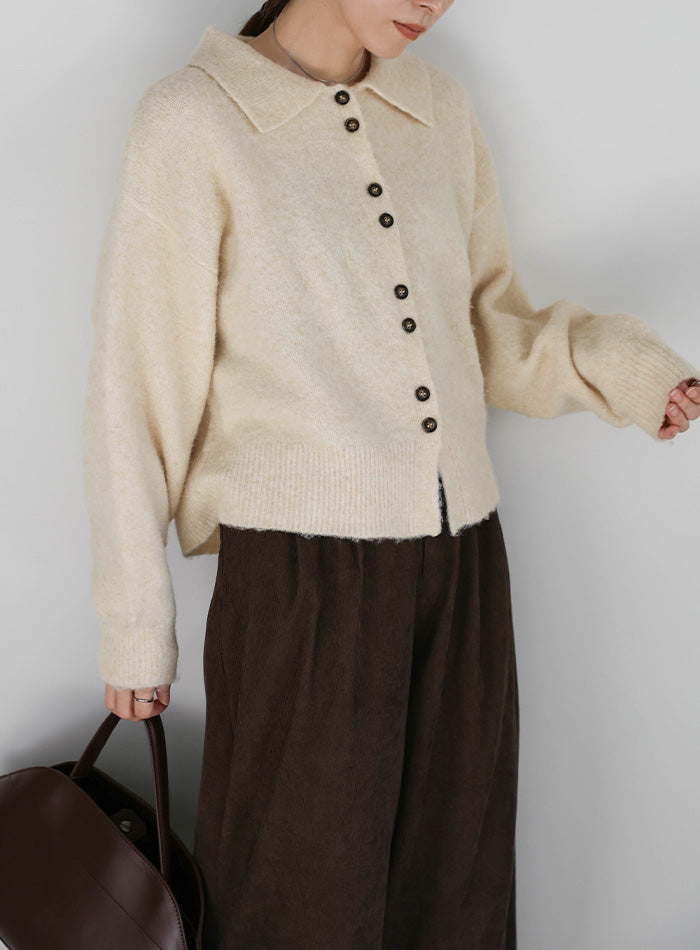 ボタンアップポロカーディガン