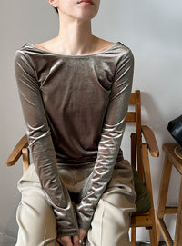 バレエネックベロアトップス