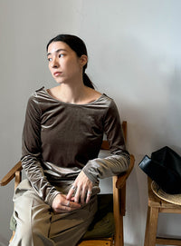 バレエネックベロアトップス