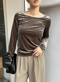 バレエネックベロアトップス