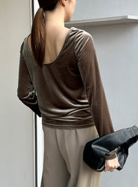 バレエネックベロアトップス