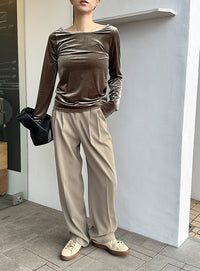 バレエネックベロアトップス