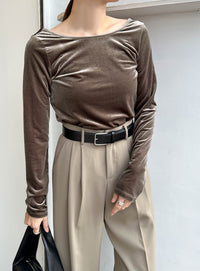 バレエネックベロアトップス