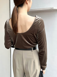 バレエネックベロアトップス