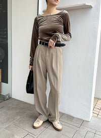 バレエネックベロアトップス