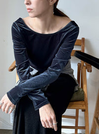 バレエネックベロアトップス