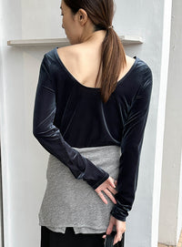 バレエネックベロアトップス