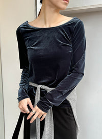 バレエネックベロアトップス