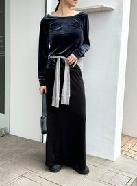 バレエネックベロアトップス