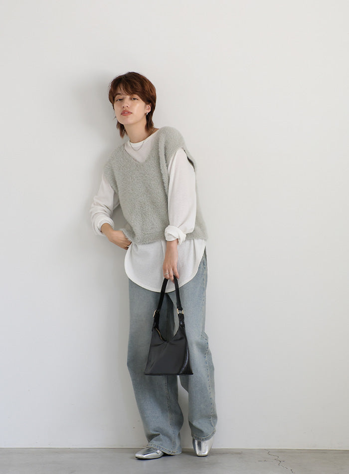 シャギーVネックベスト – SELECT MOCA