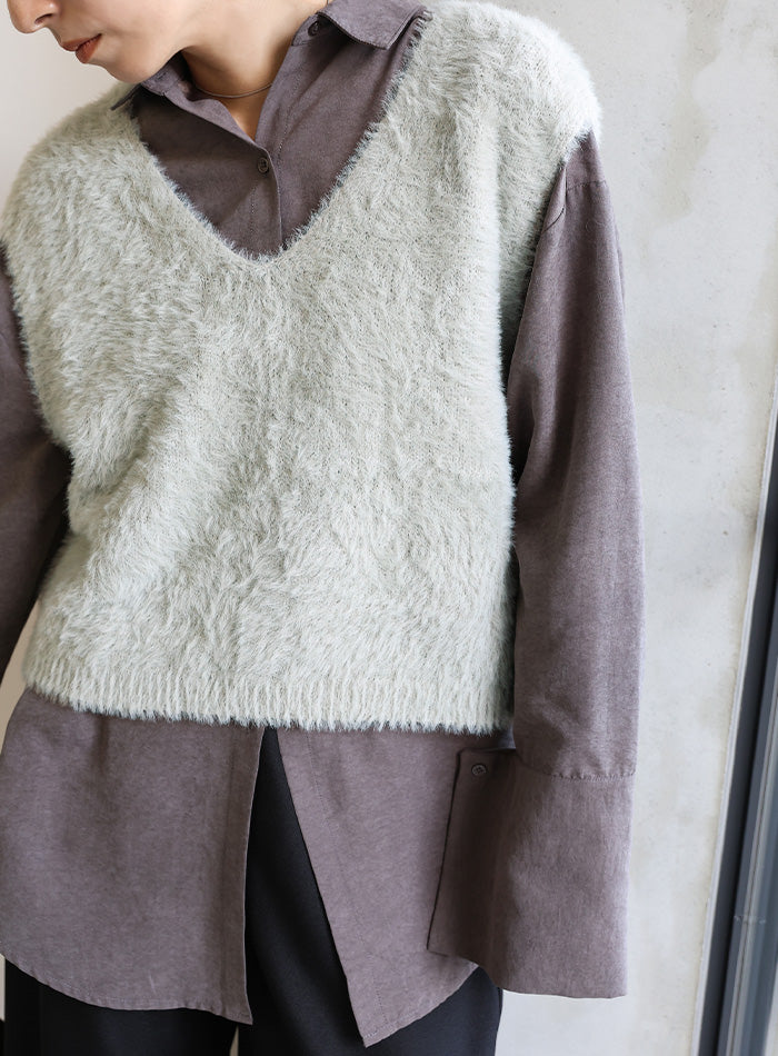 シャギーVネックベスト