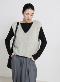 シャギーVネックベスト