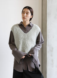 シャギーVネックベスト