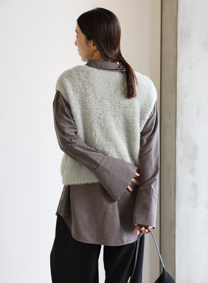 シャギーVネックベスト